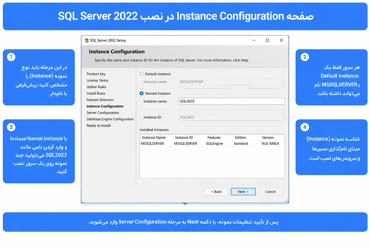 تنظیم Instance در نصب SQL Server 2022