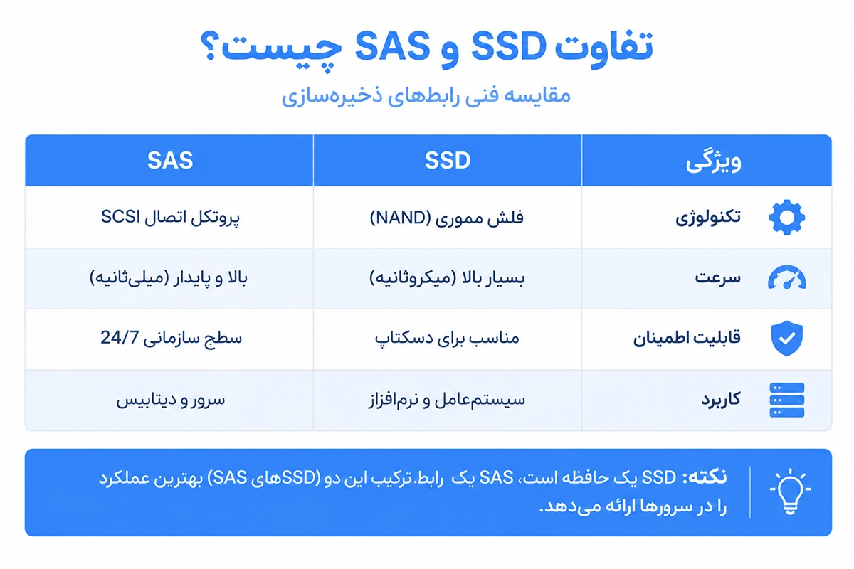 تفاوت SSD و SAS